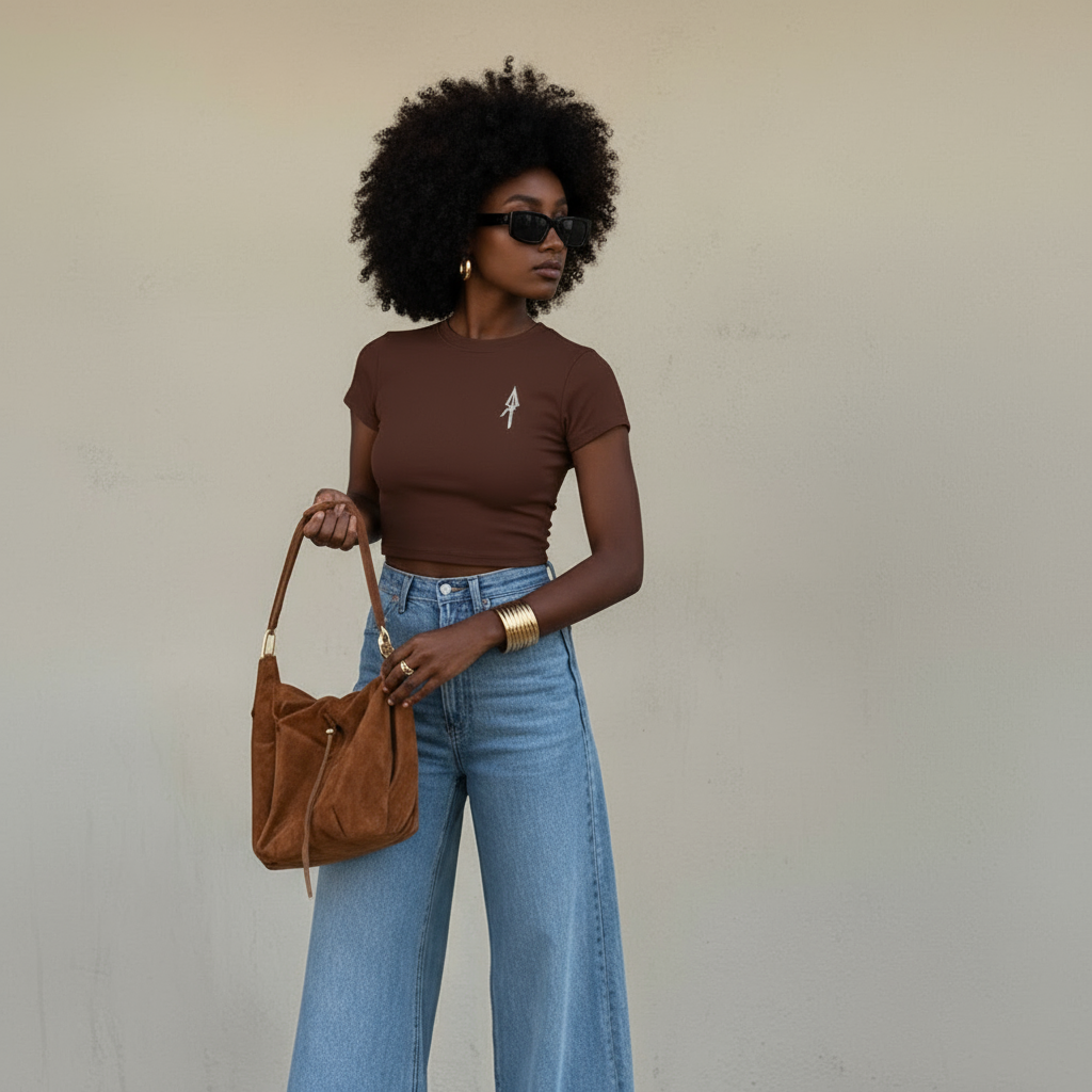 Chicka Crop Top Brown